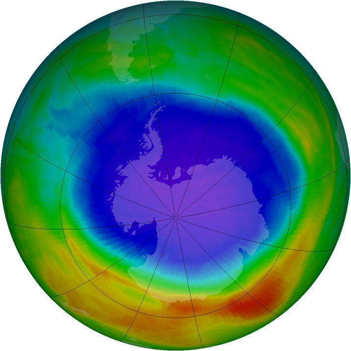 Antarctic ozone map for 10 October 1987